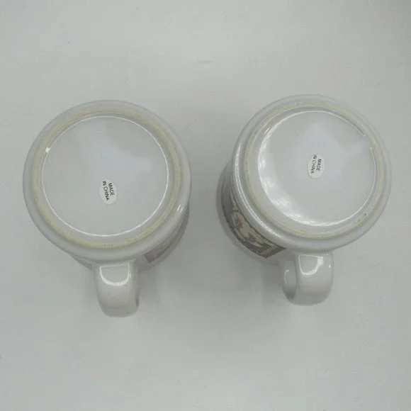 Debbie Mumm Christmas Set of 2 "Checkerboard Snowman" Ceramic Cocoa Mugs - Picture 7 of 9